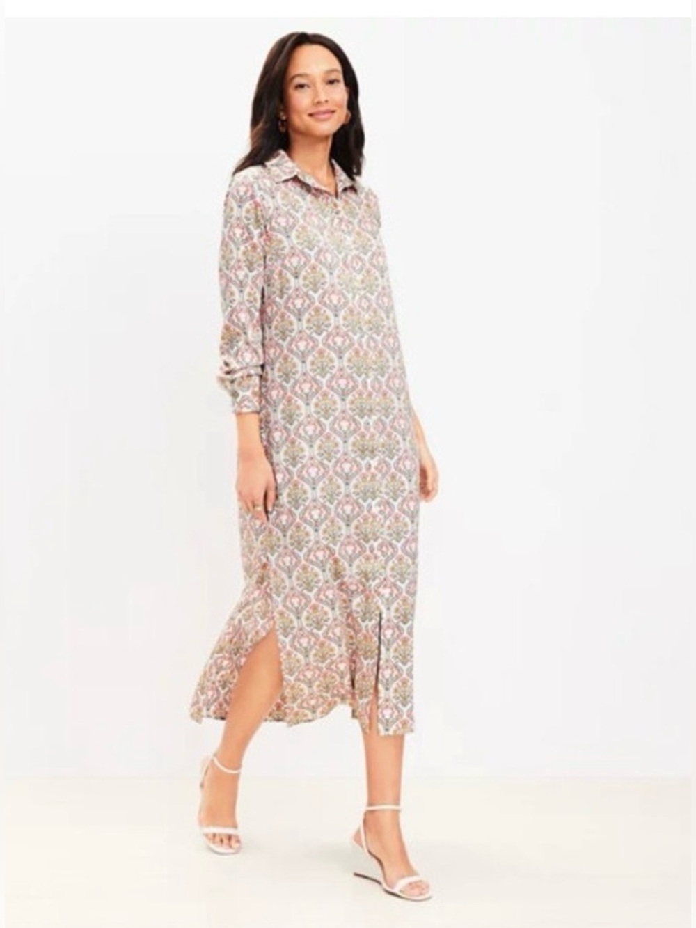 LOFT Tuilerie Floral Midi Shirtdress